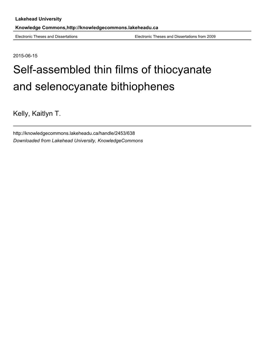 Self-Assembled Thin Films of Thiocyanate and Selenocyanate Bithiophenes