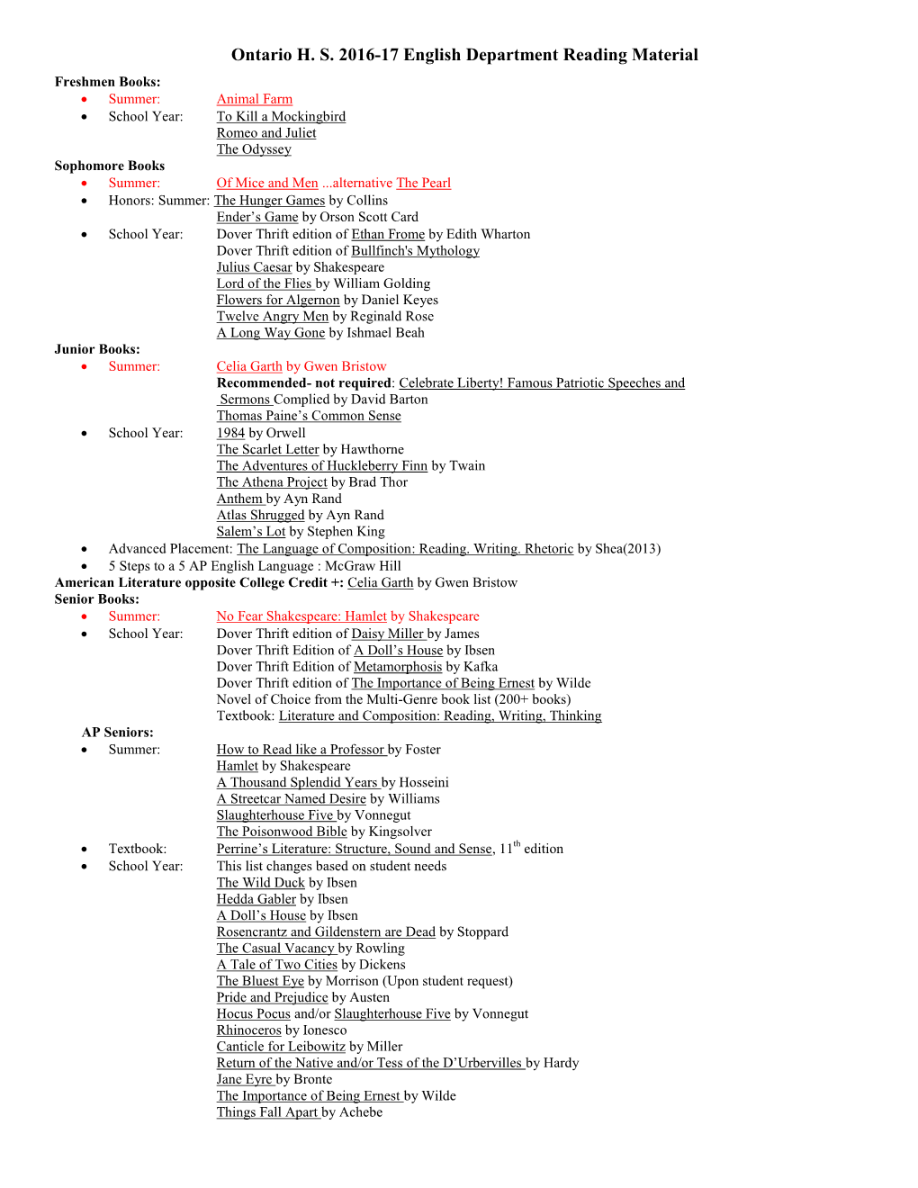 2010 Exam Day Lunch Schedule