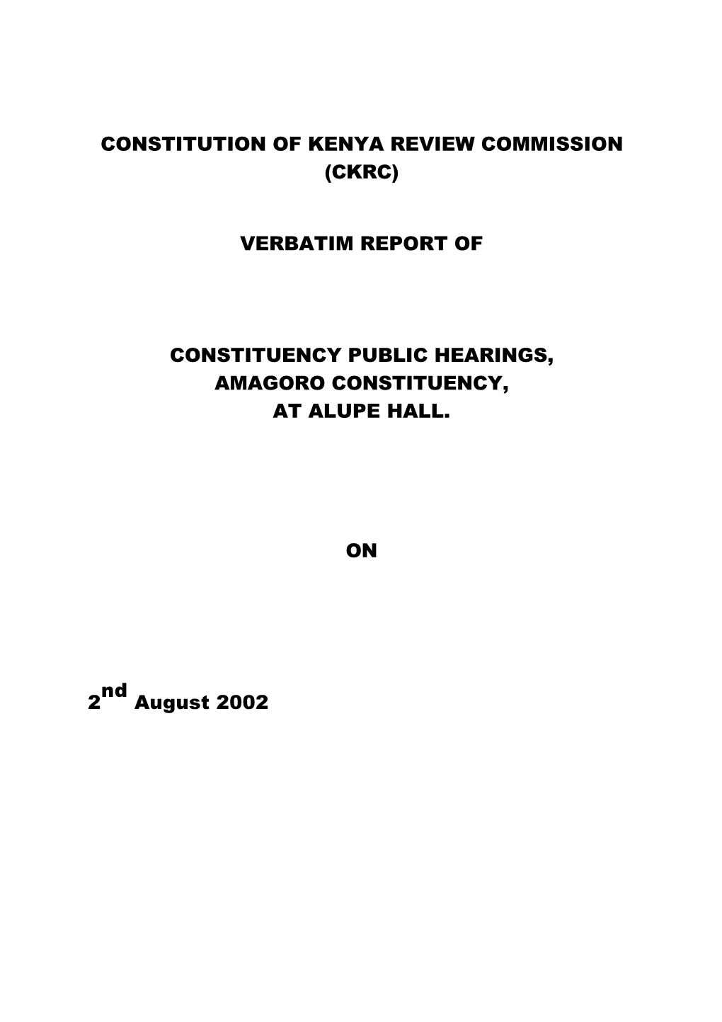 Constitution of Kenya Review Commission (Ckrc)