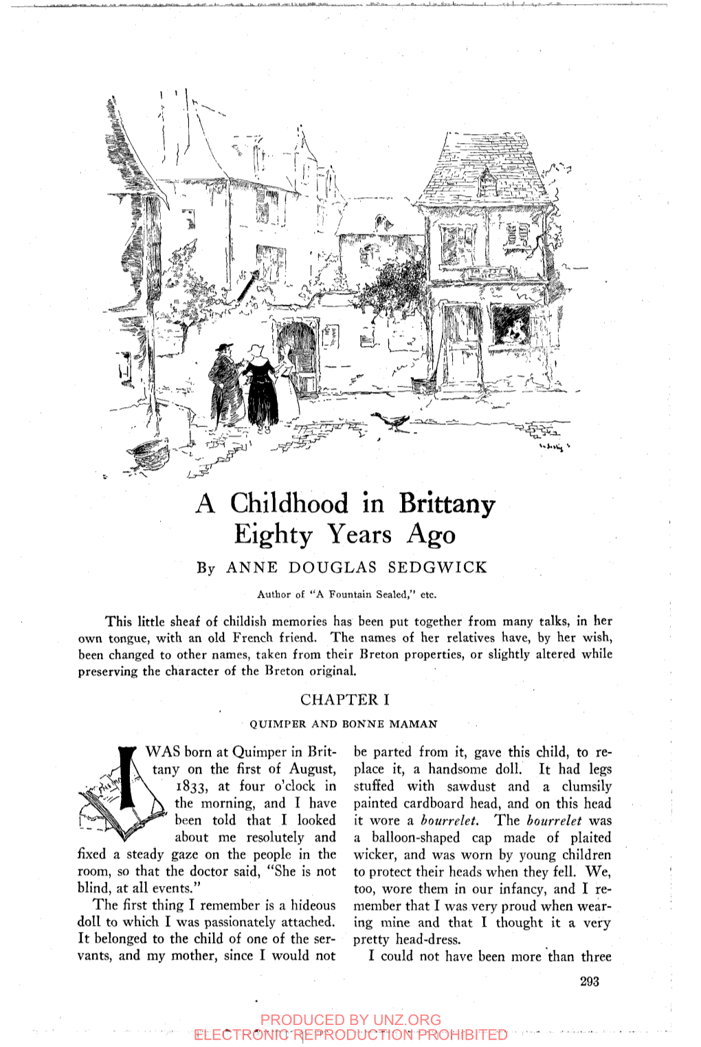 A Childhood in Brittany Eighty Years Ago by ANNE DOUGLAS SEDGWICK