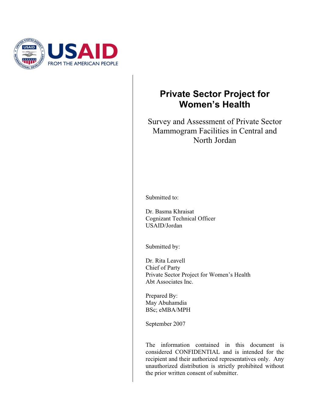 Private Sector Project for Women's Health