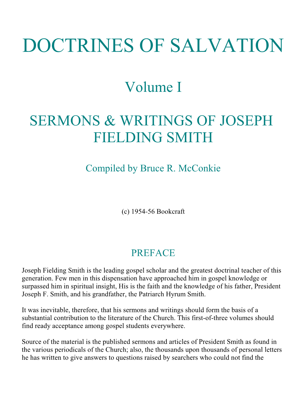 Doctrines of Salvation