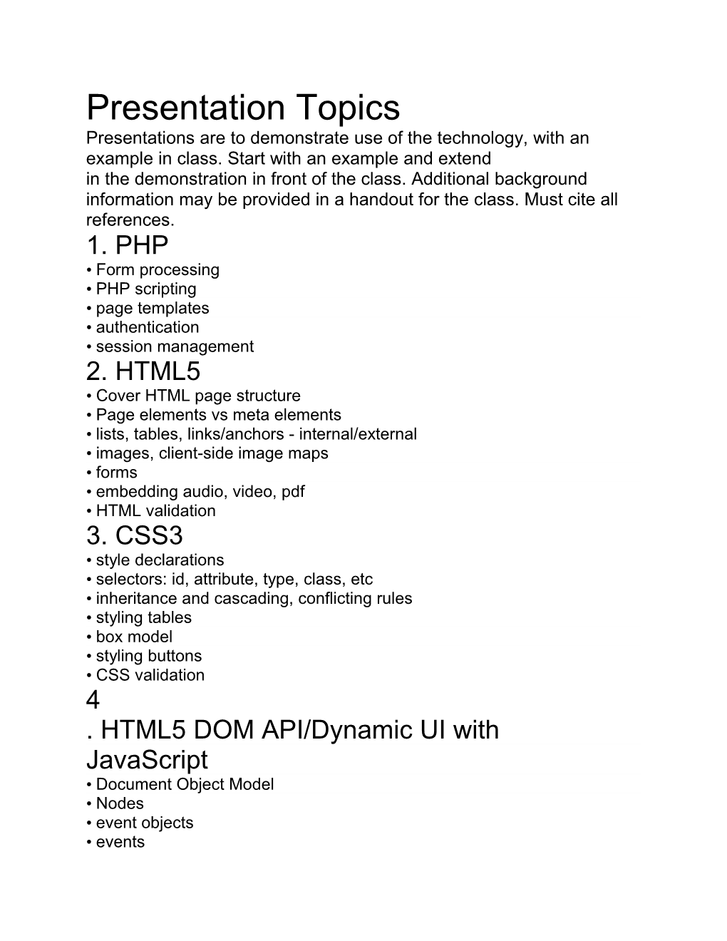 Presentation Topics