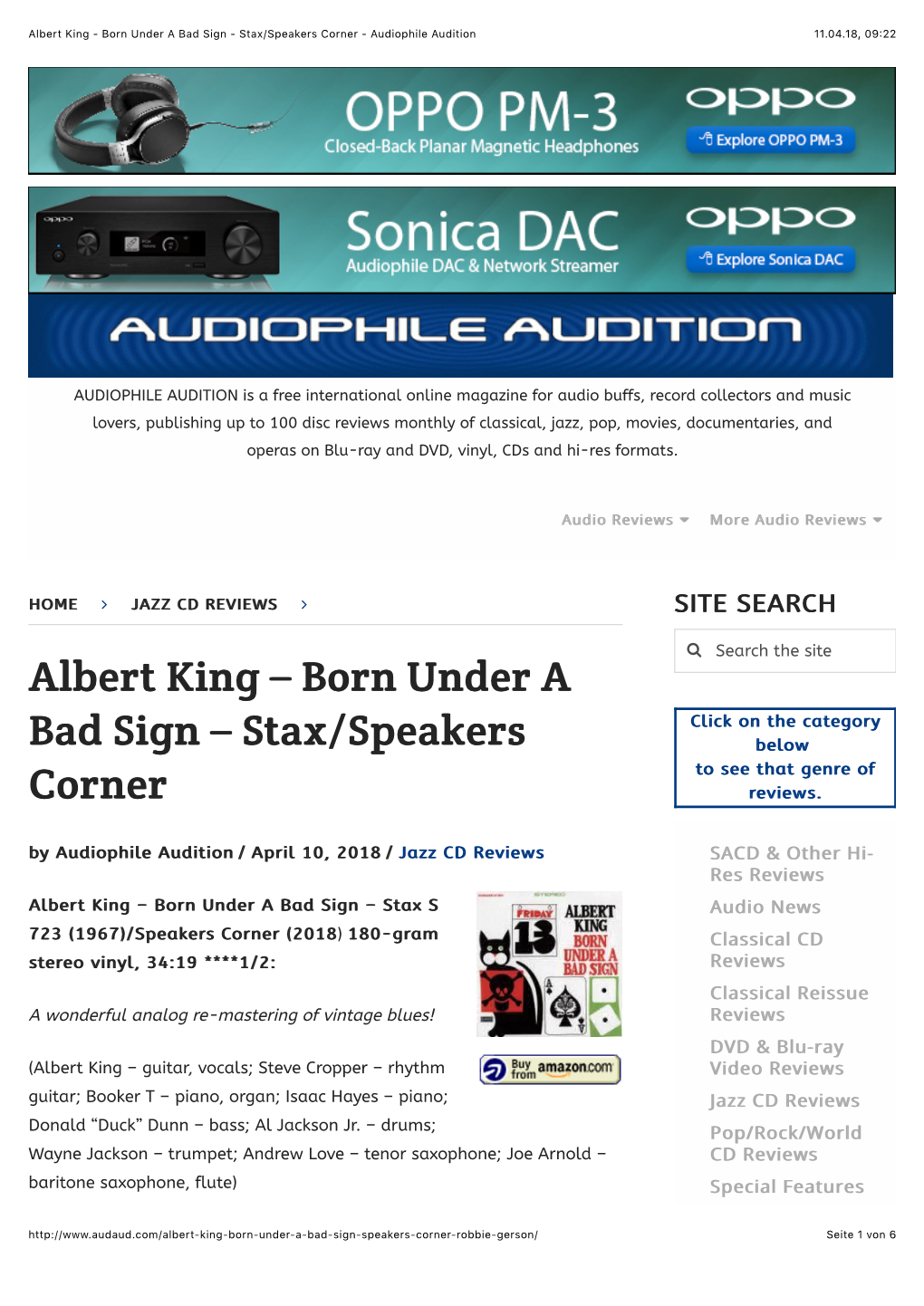 Albert King – Born Under a Bad Sign – Stax/Speakers Corner