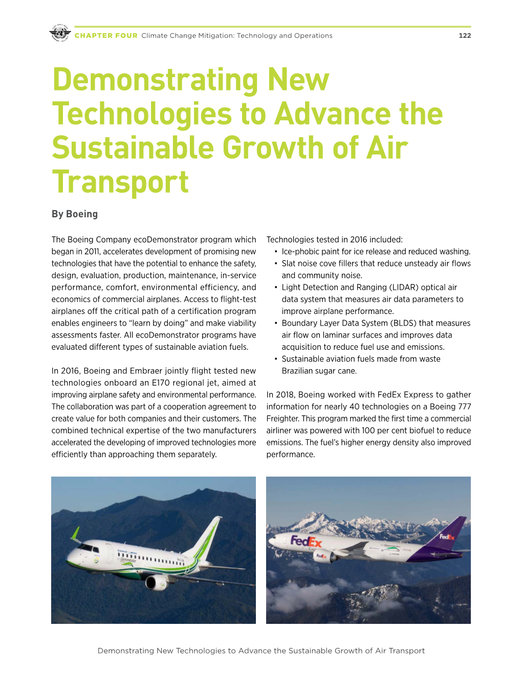 Demonstrating New Technologies to Advance the Sustainable Growth of Air Transport by Boeing