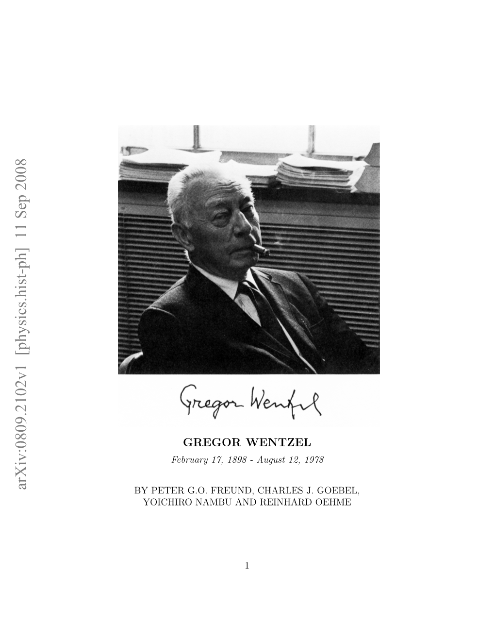 GREGOR WENTZEL February 17, 1898 - August 12, 1978