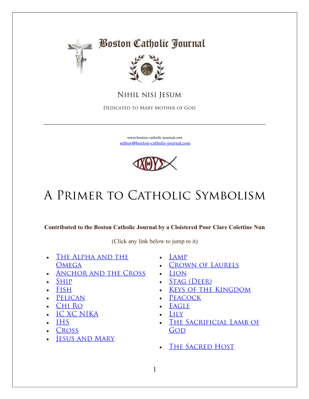 A Primer to Catholic Symbolism