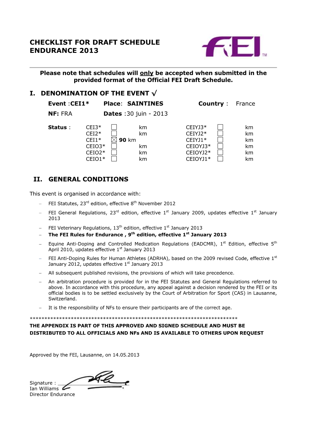 Federation Equestre Internationale 1996