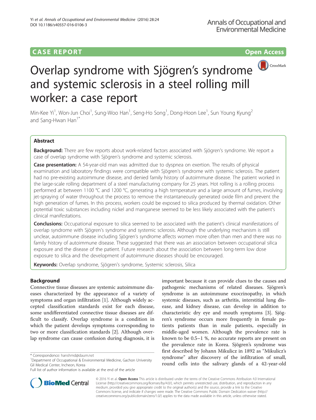 Overlap Syndrome with Sjögren's Syndrome and Systemic Sclerosis In