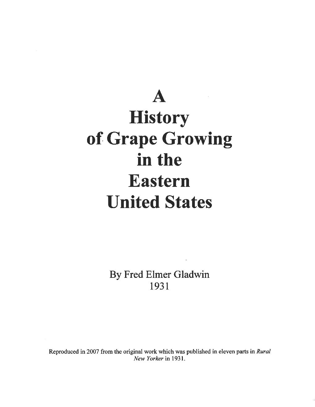 History of Grape Growing in the Eastern United States