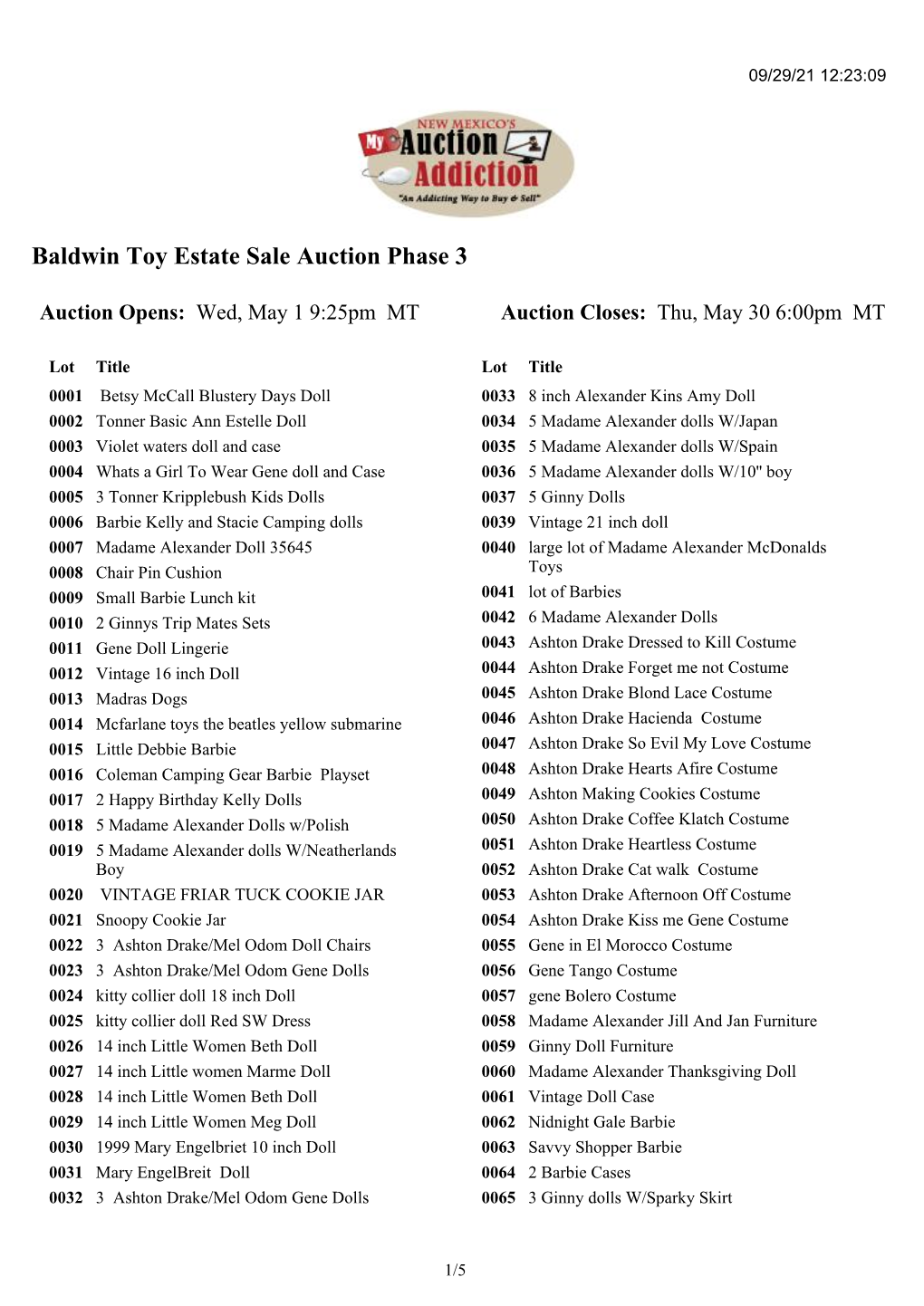 Baldwin Toy Estate Sale Auction Phase 3