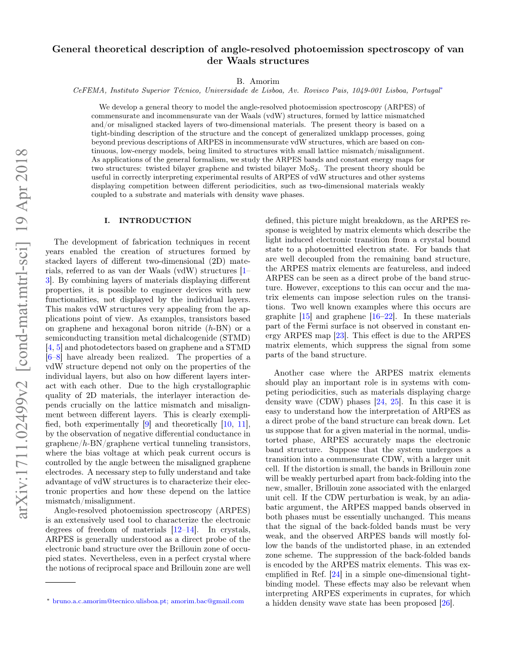 General Theoretical Description of Angle-Resolved Photoemission Spectroscopy of Van Der Waals Structures