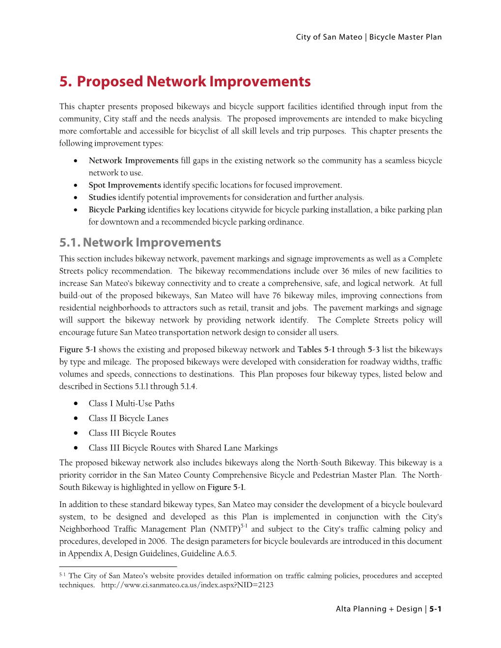 5. Proposed Network Improvements