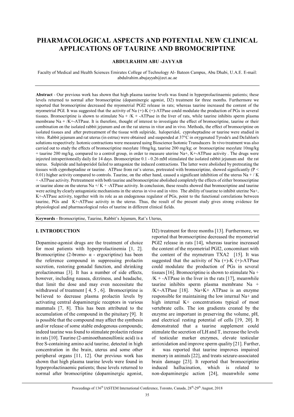 Pharmacological Aspects and Potential New Clinical Applications of Taurine and Bromocriptine