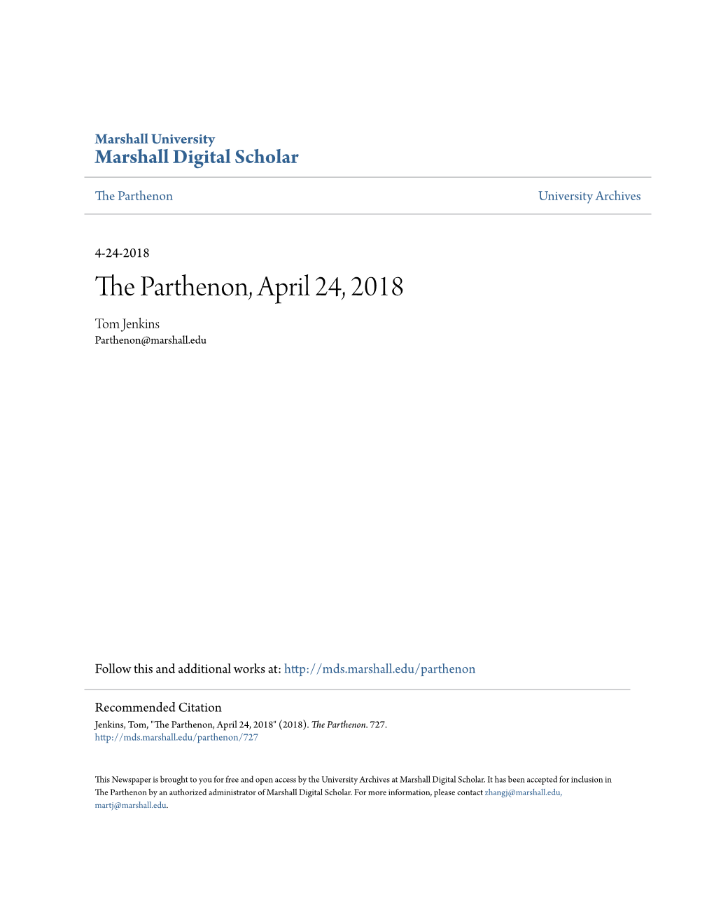 The Parthenon, April 24, 2018