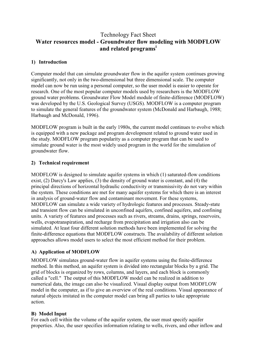 Groundwater Flow Modeling with MODFLOW and Related Programsi