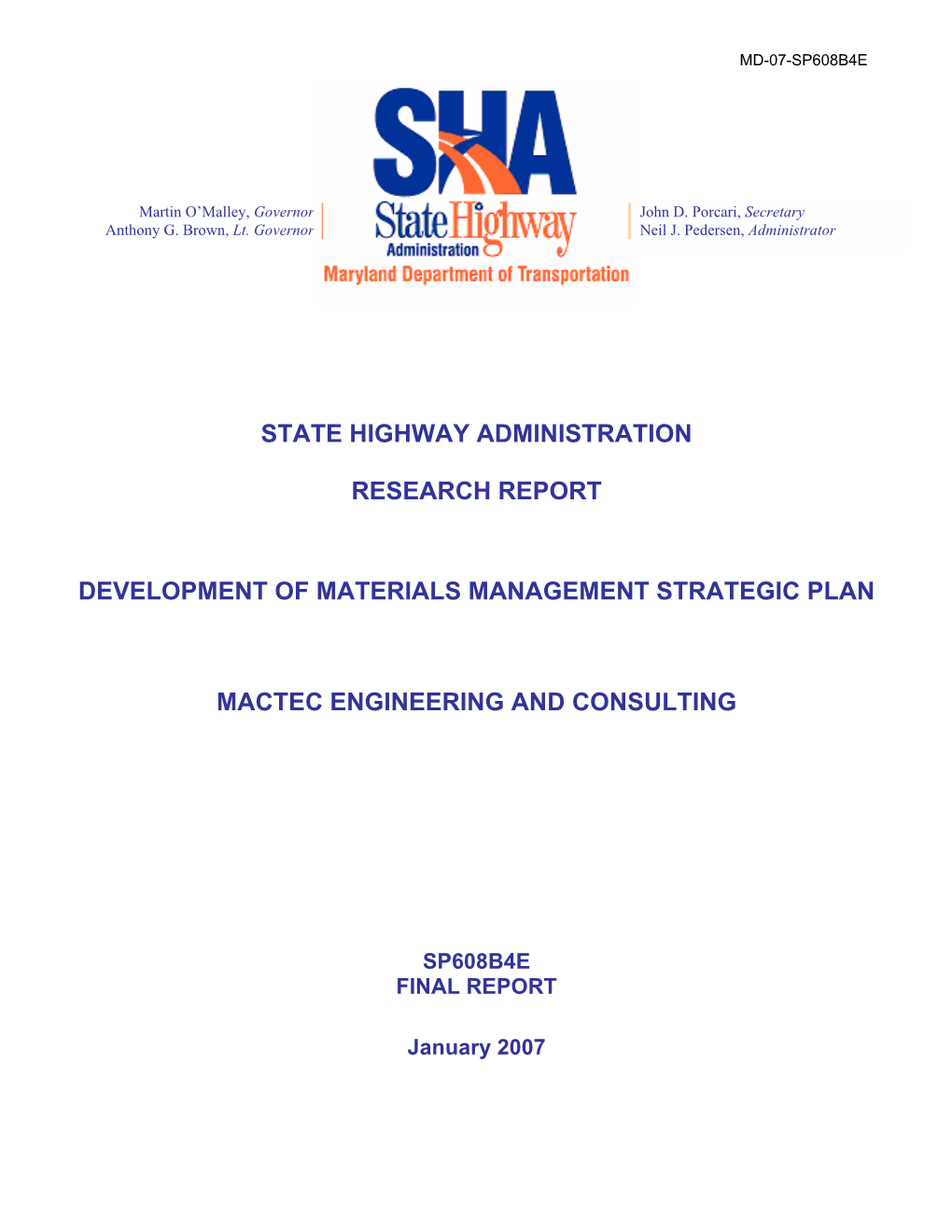 Development of a Materials Management Strategic Plan