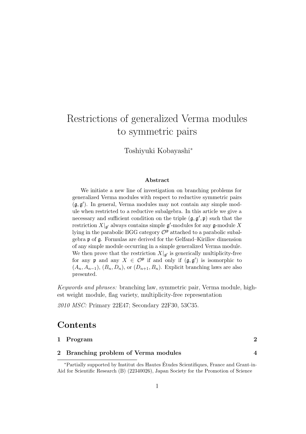 Restrictions of Generalized Verma Modules to Symmetric Pairs