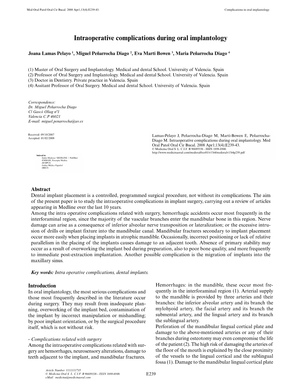 Intraoperative Complications During Oral Implantology