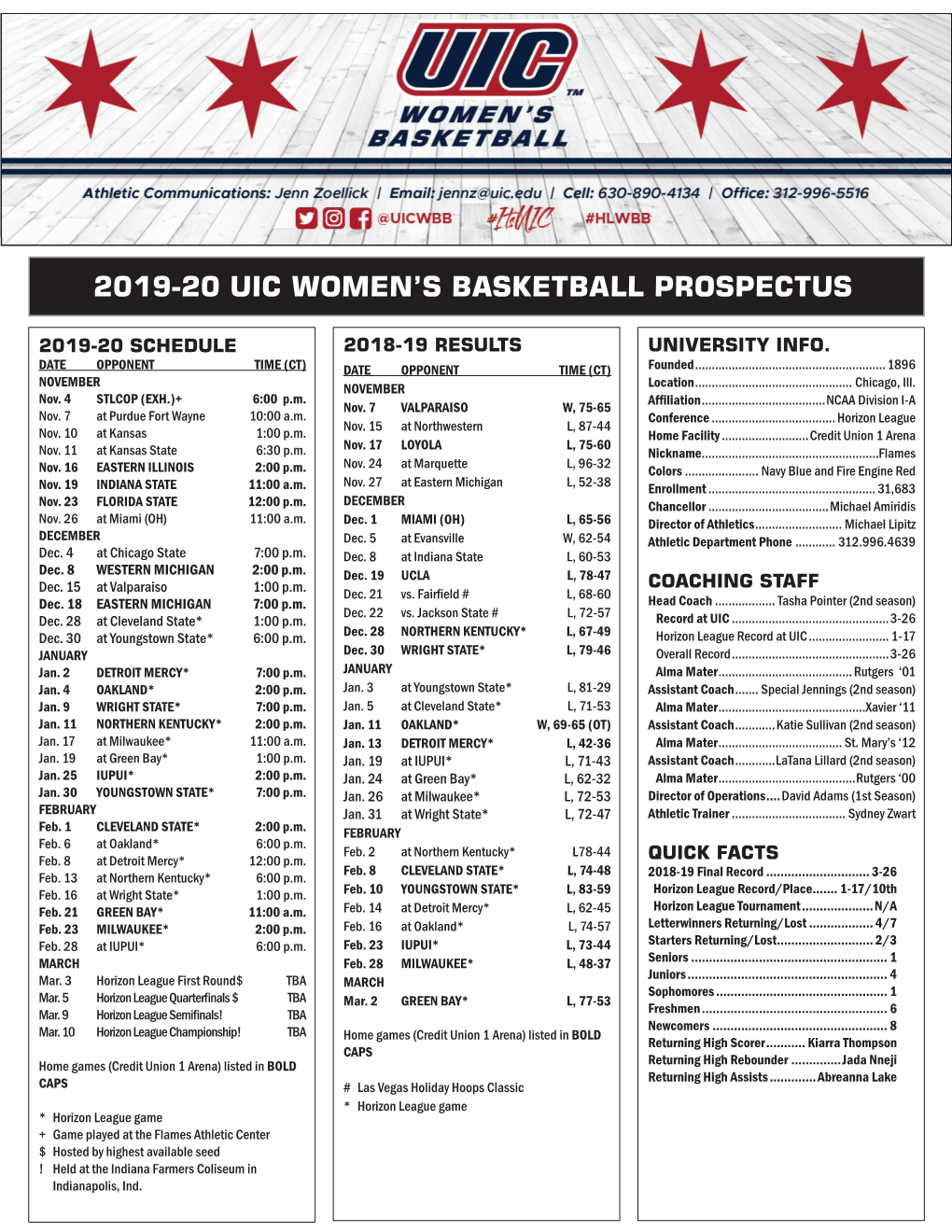 2019-20 Uic Women's Basketball Prospectus