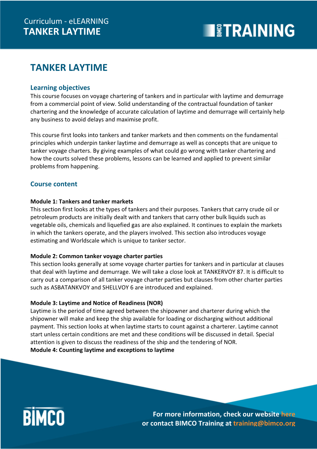 Tanker Chartering Laytime and Demurrage