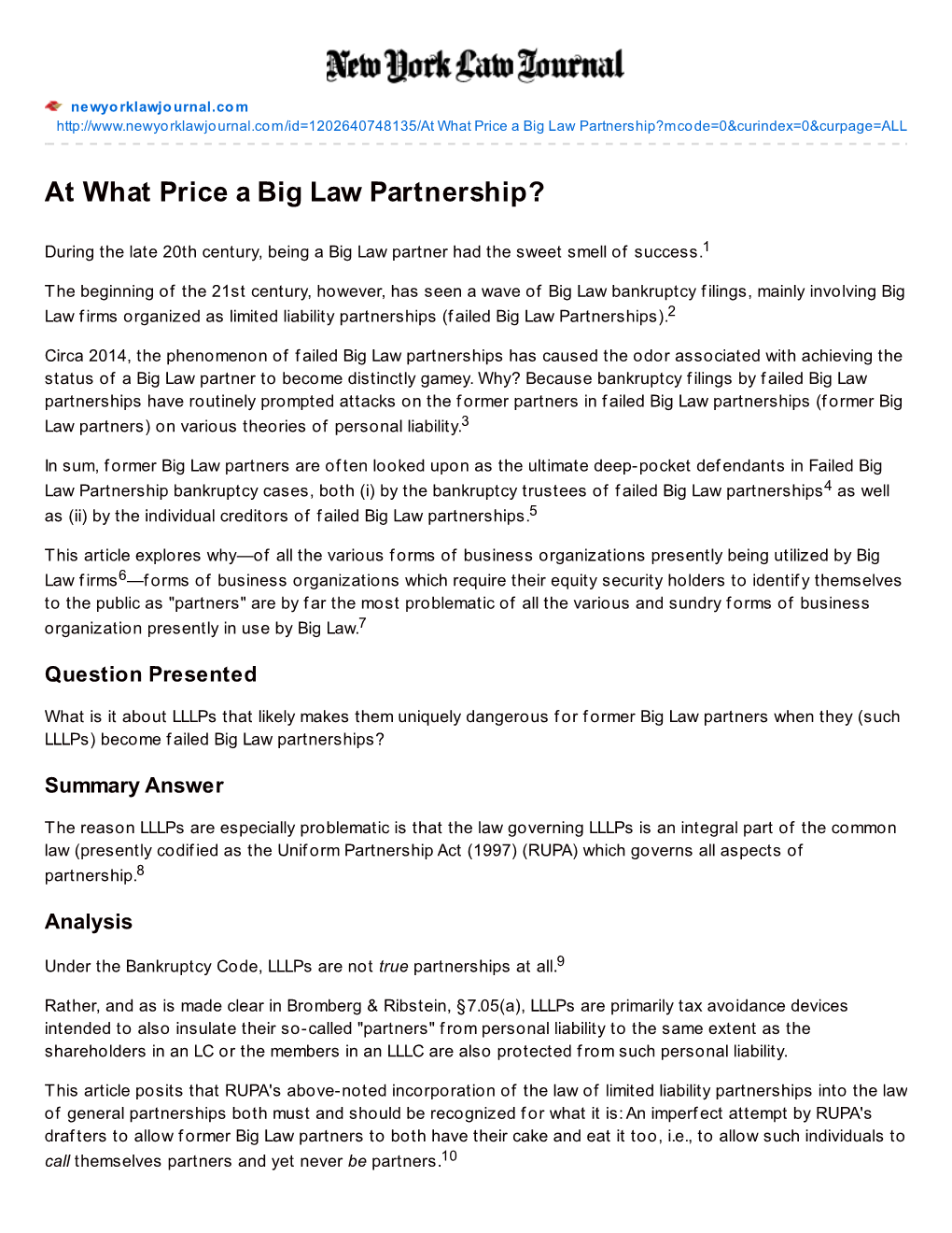 At What Price a Big Law Partnership?Mcode=0&Curindex=0&Curpage=ALL