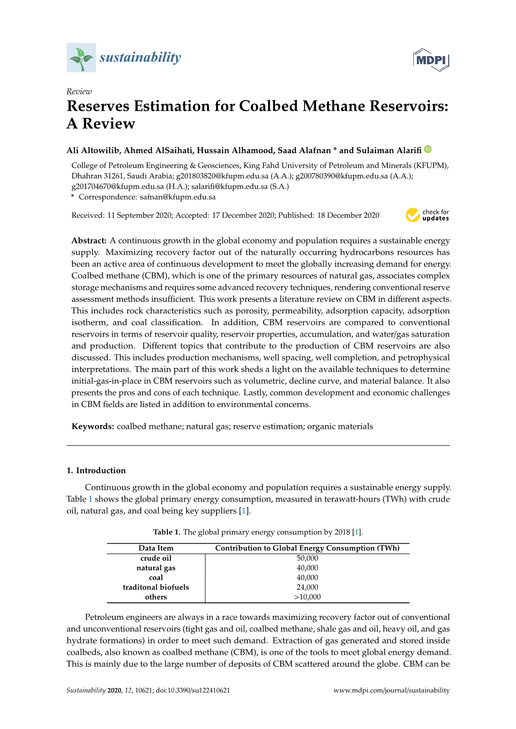 Reserves Estimation for Coalbed Methane Reservoirs: a Review