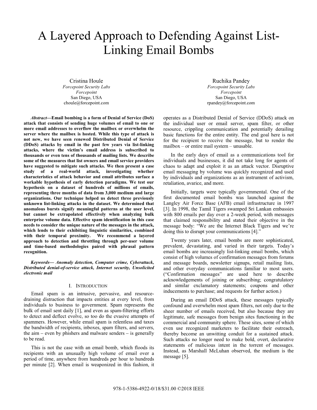 Linking Email Bombs