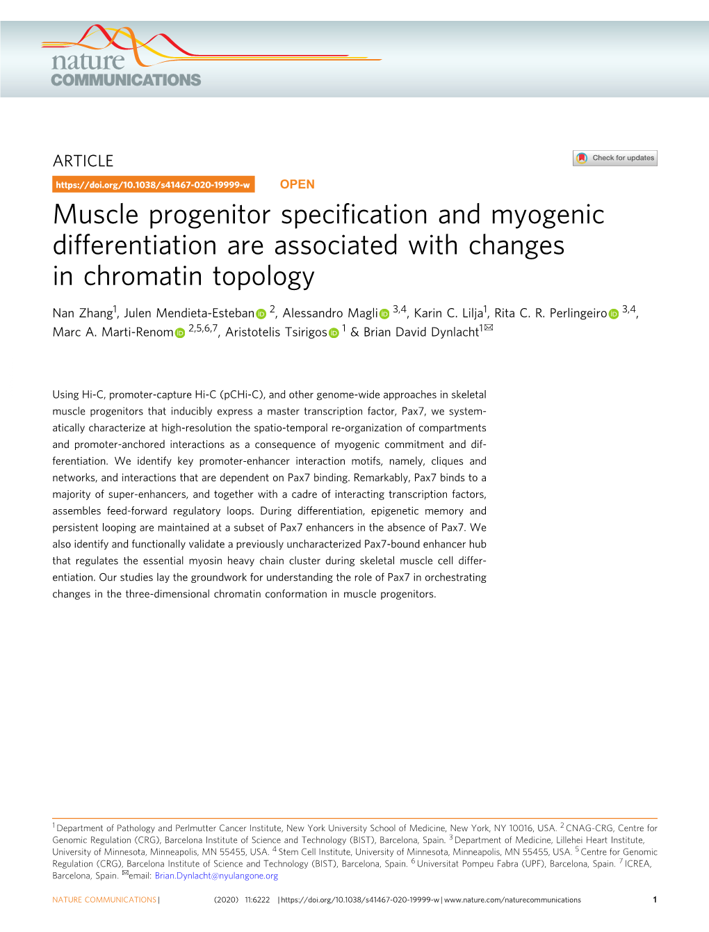 Muscle Progenitor Specification and Myogenic Differentiation