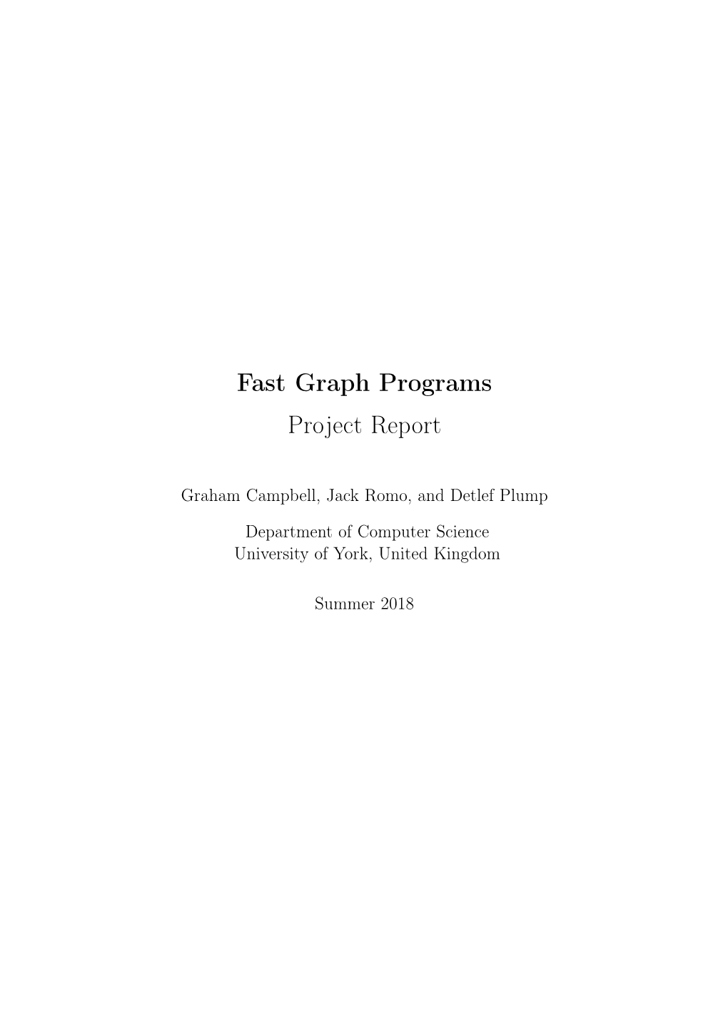 Fast Graph Programs Project Report