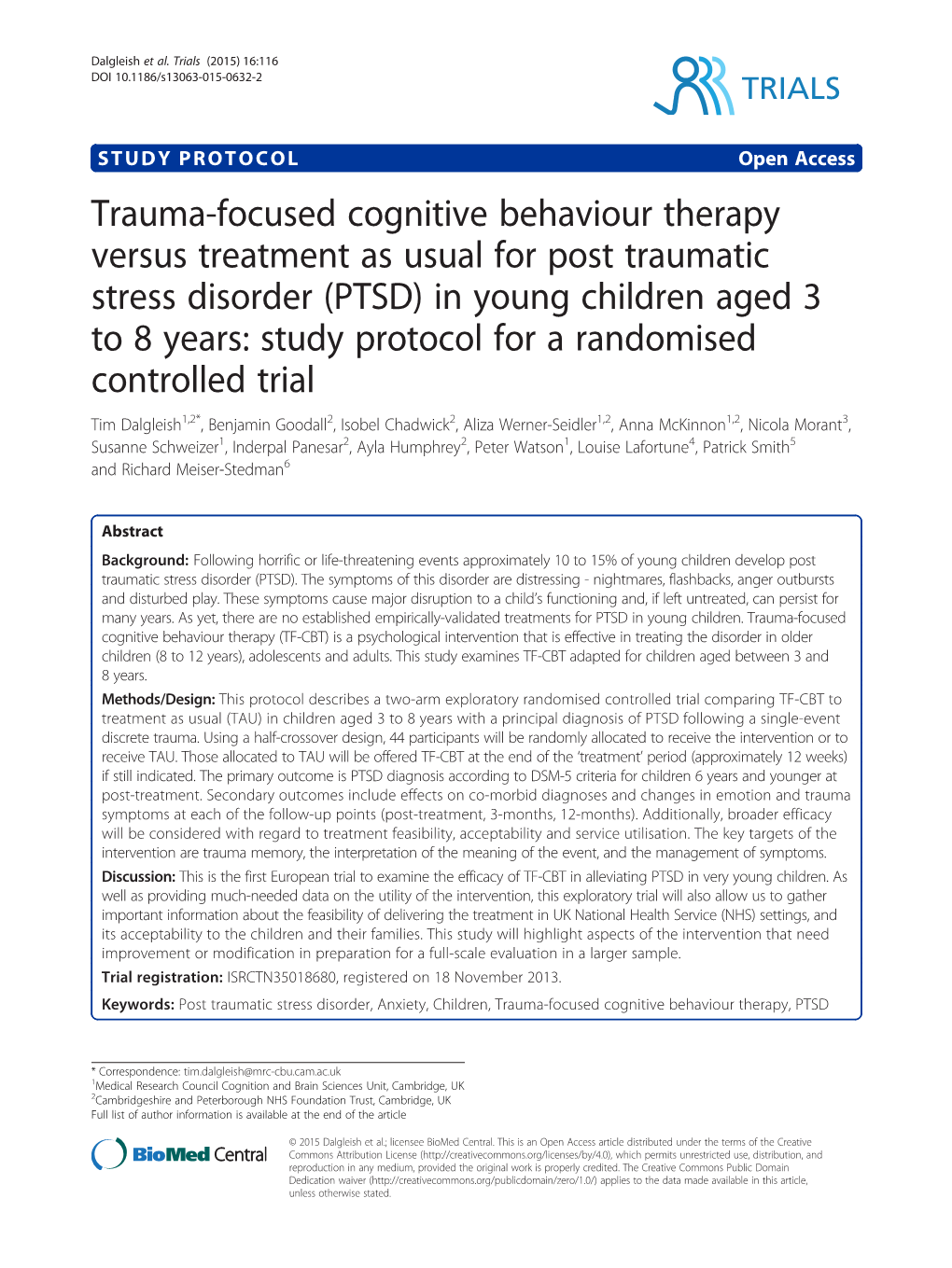 Trauma-Focused Cognitive Behaviour Therapy Versus Treatment As Usual