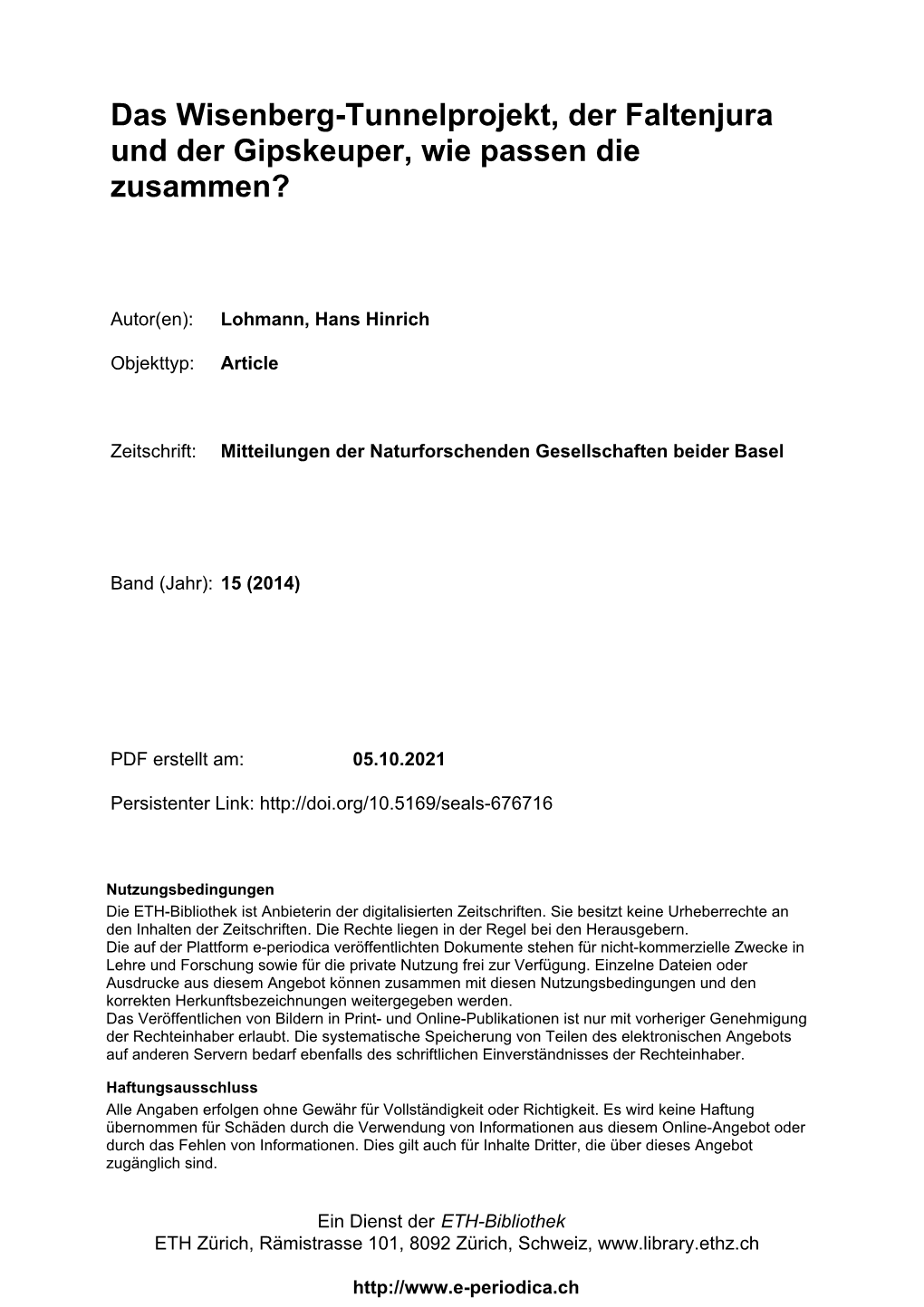 Das Wisenberg-Tunnelprojekt, Der Faltenjura Und Der Gipskeuper, Wie Passen Die Zusammen?