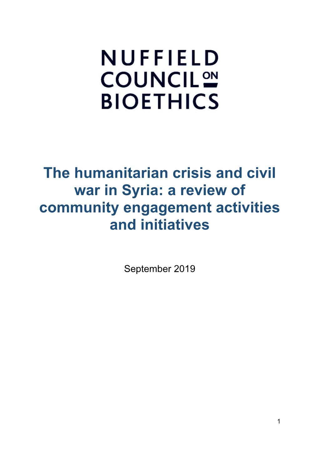 The Humanitarian Crisis and Civil War in Syria: a Review of Community Engagement Activities and Initiatives