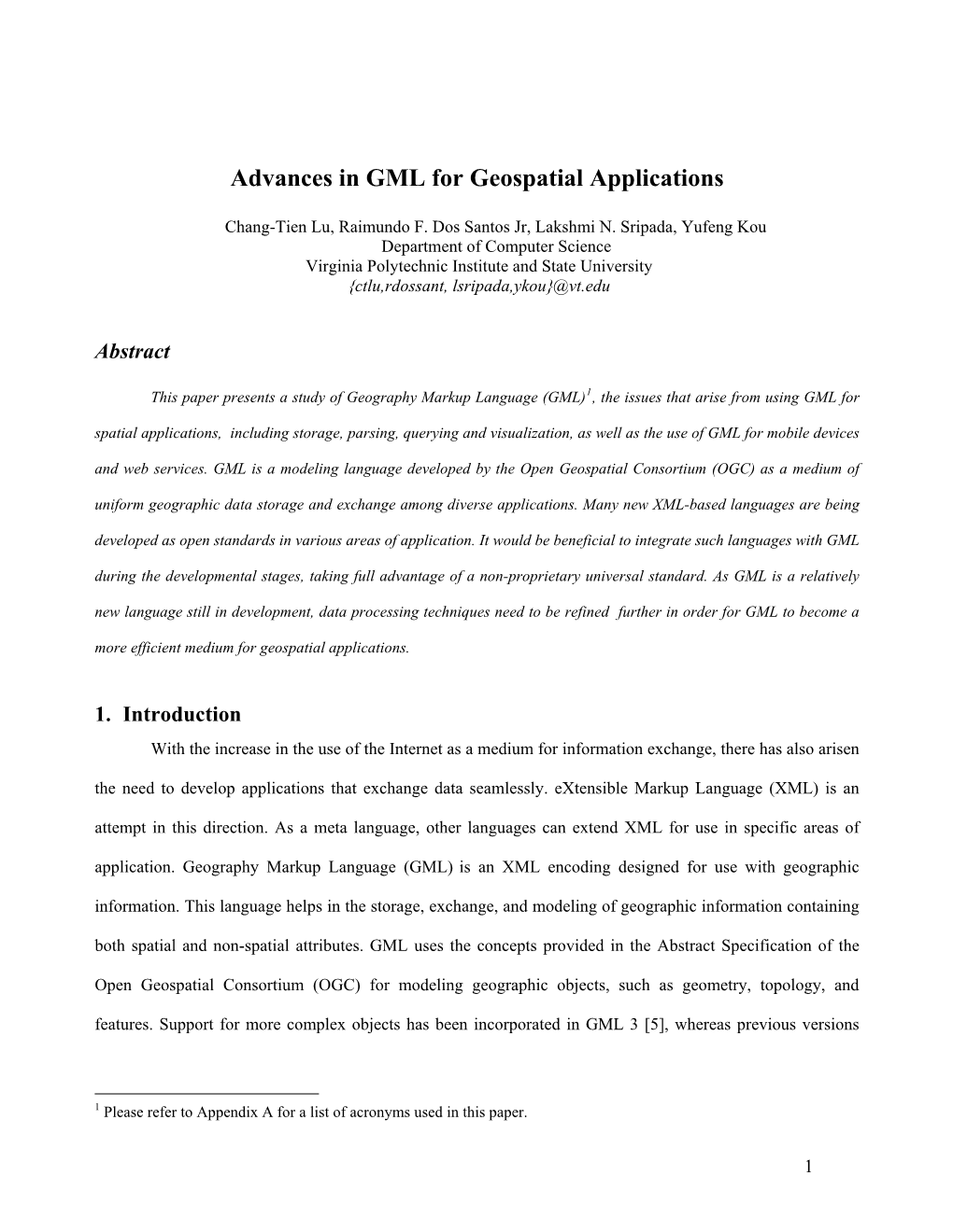 Evaluating GML Support for Spatial Databases