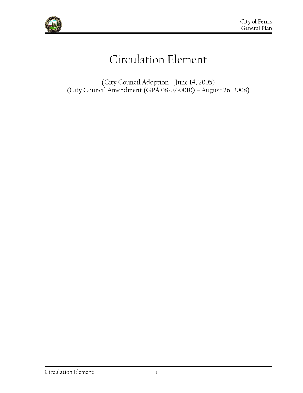 Perris General Plan Circulation Element