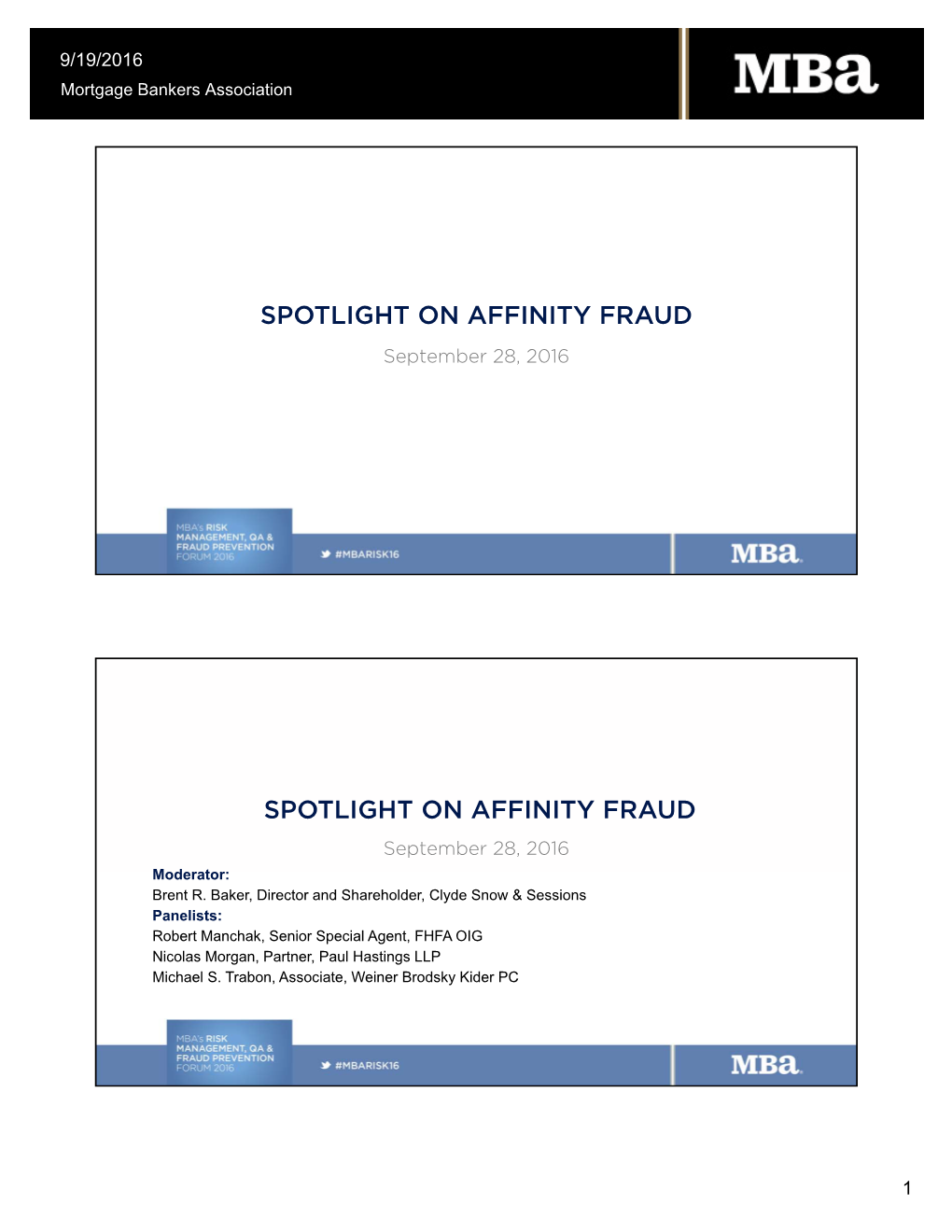 SPOTLIGHT on AFFINITY FRAUD September 28, 2016