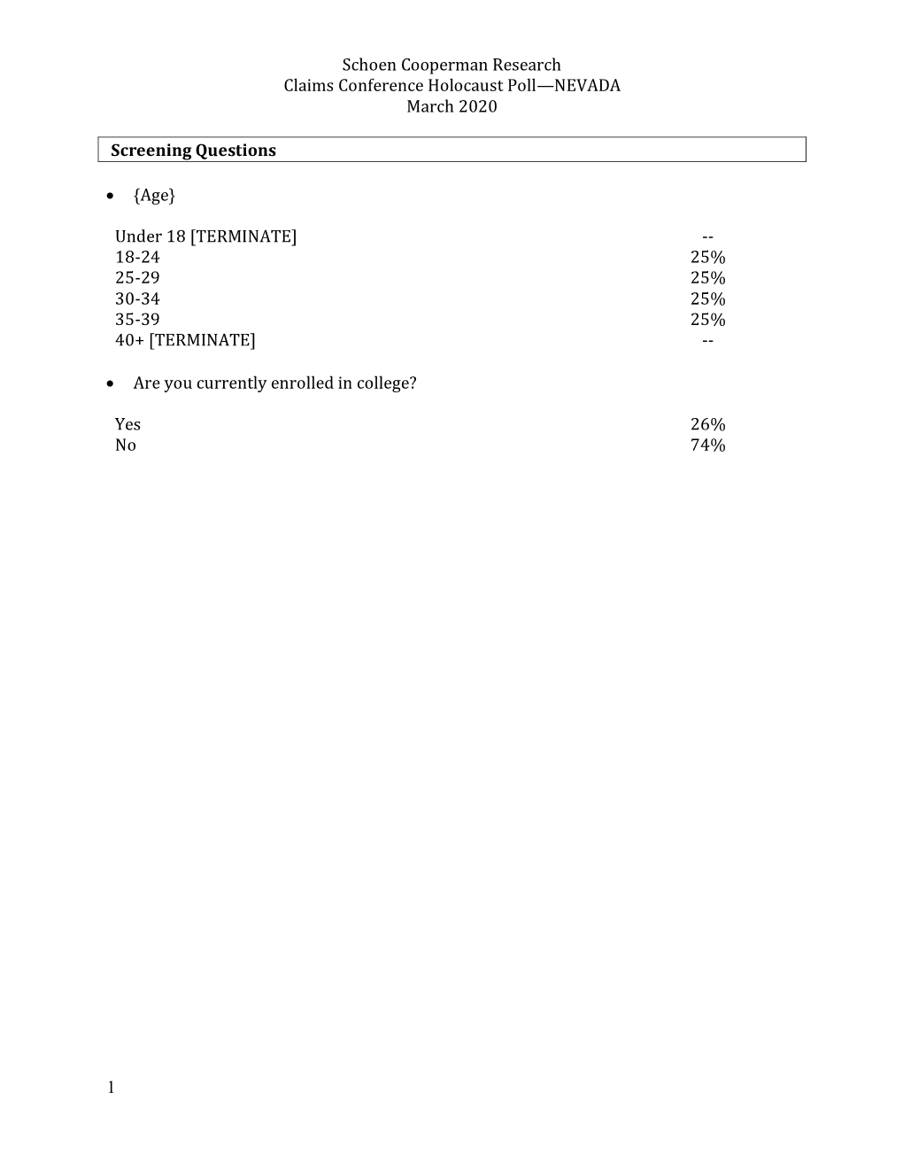 Millennial Holocaust Survey NEVADA TOPLINE 8.11.20.Docx