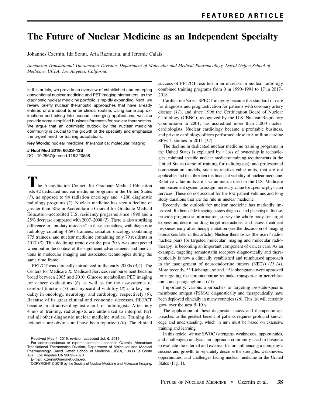 The Future of Nuclear Medicine As an Independent Specialty