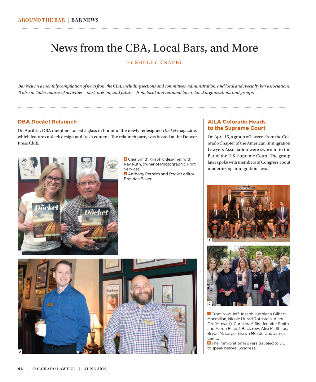 News from the CBA, Local Bars, and More