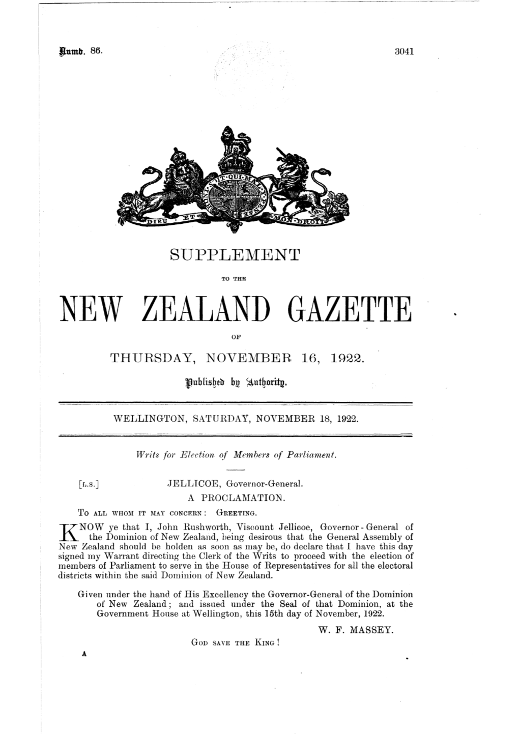 New Zealand Gazette of Thursday, November