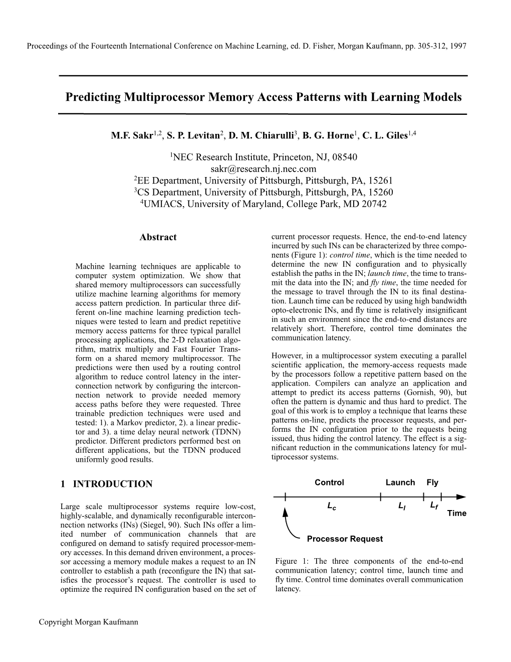 Predicting Multiprocessor Memory Access Patterns with Learning Models