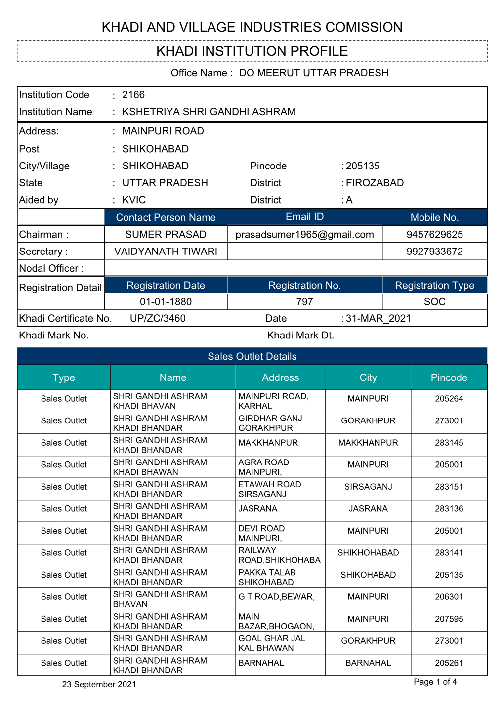 Khadi Institution Profile Khadi and Village Industries