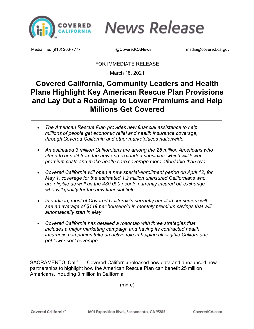 Covered California, Community Leaders and Health Plans Highlight