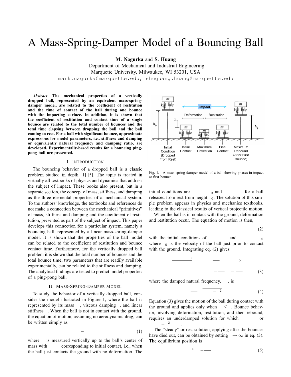 A Mass-Spring-Damper Model of a Bouncing Ball