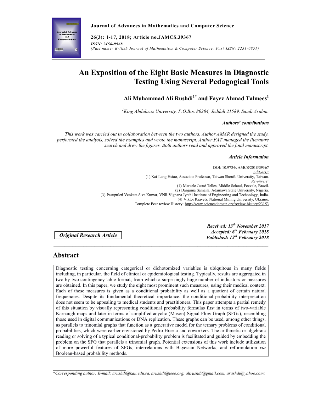 An Exposition of the Eight Basic Measures in Diagnostic Testing Using Several Pedagogical Tools