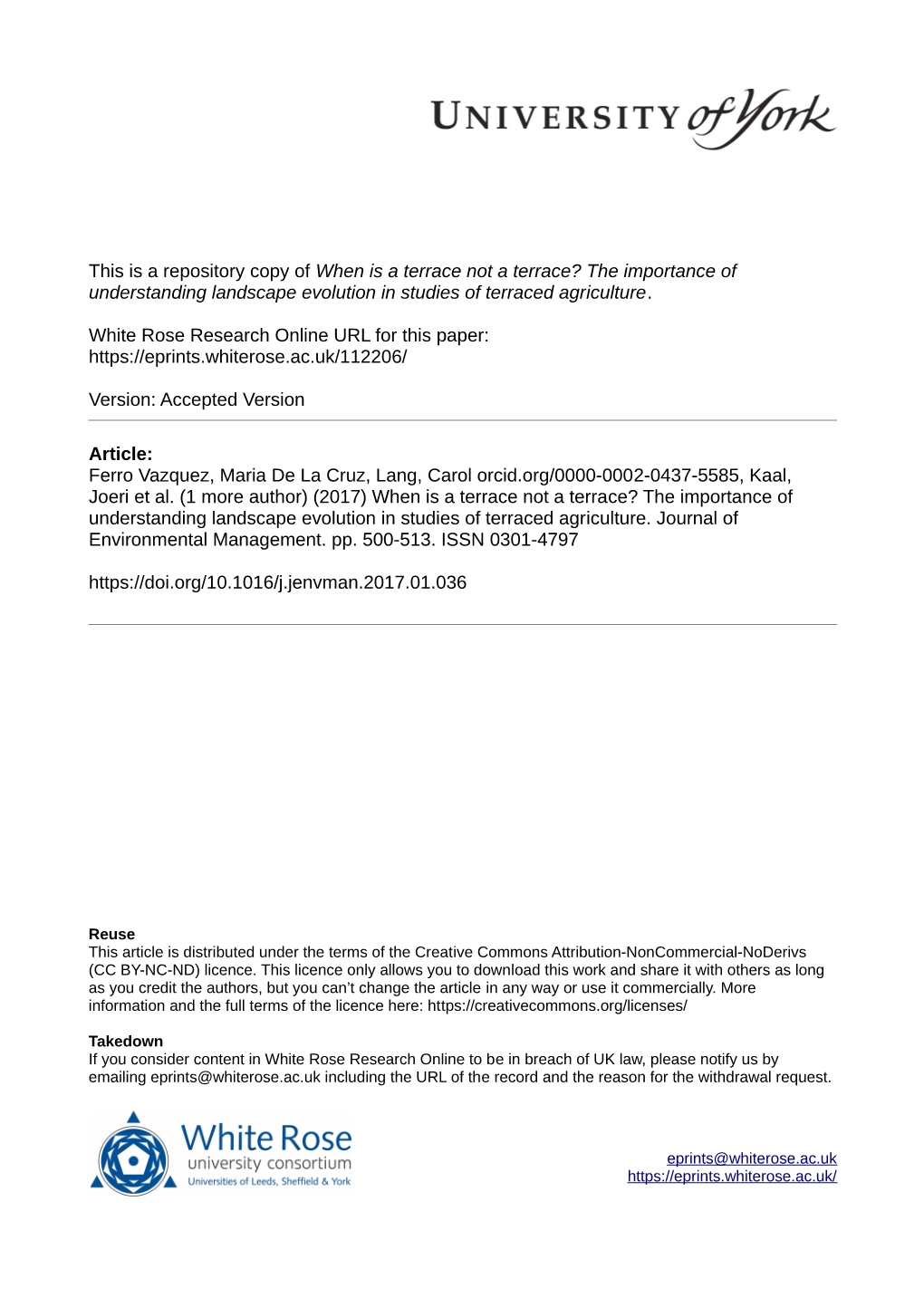 The Importance of Understanding Landscape Evolution in Studies of Terraced Agriculture