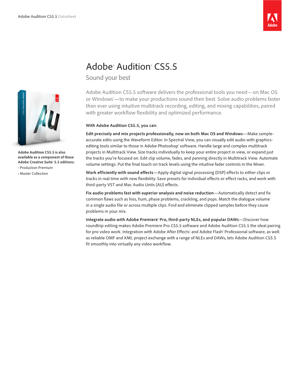 Adobe Audition CS5.5 Datasheet