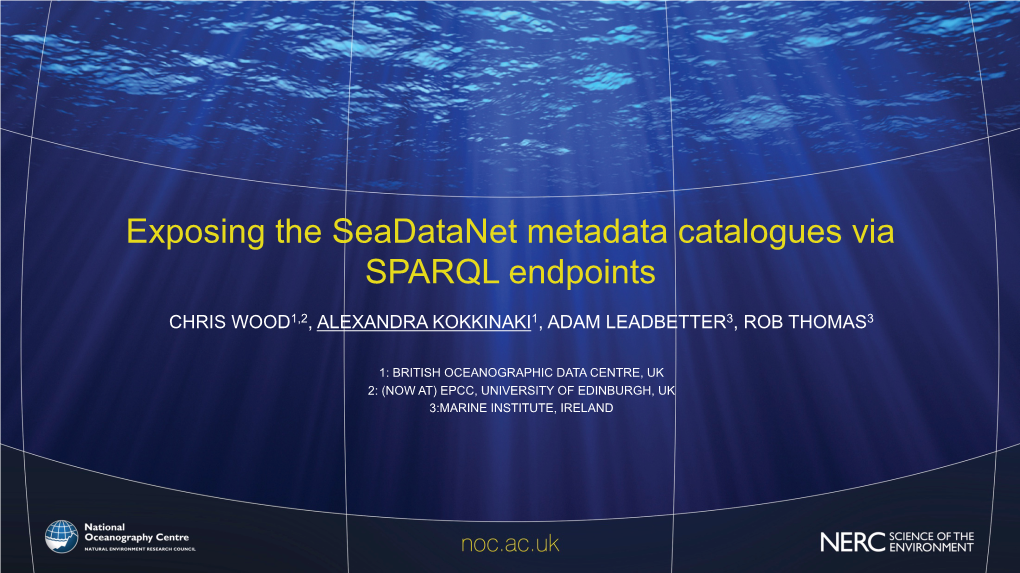 Exposing the Seadatanet Metadata Catalogues Via SPARQL Endpoints