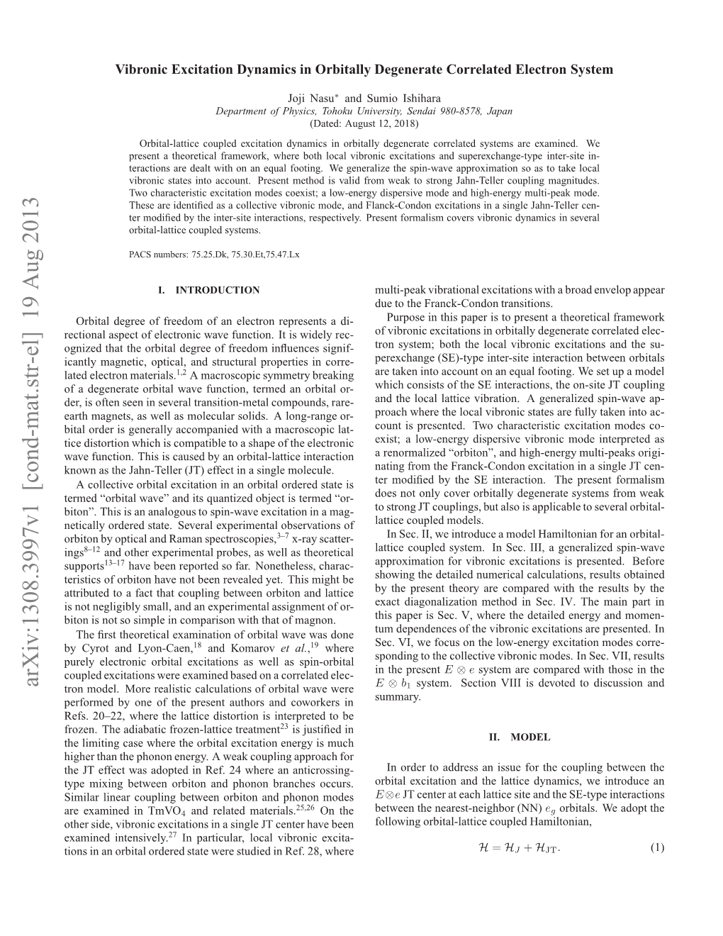 Arxiv:1308.3997V1 [Cond-Mat.Str-El] 19 Aug 2013 Ings Nw Stejh-Elr(T Feti Igemolecule