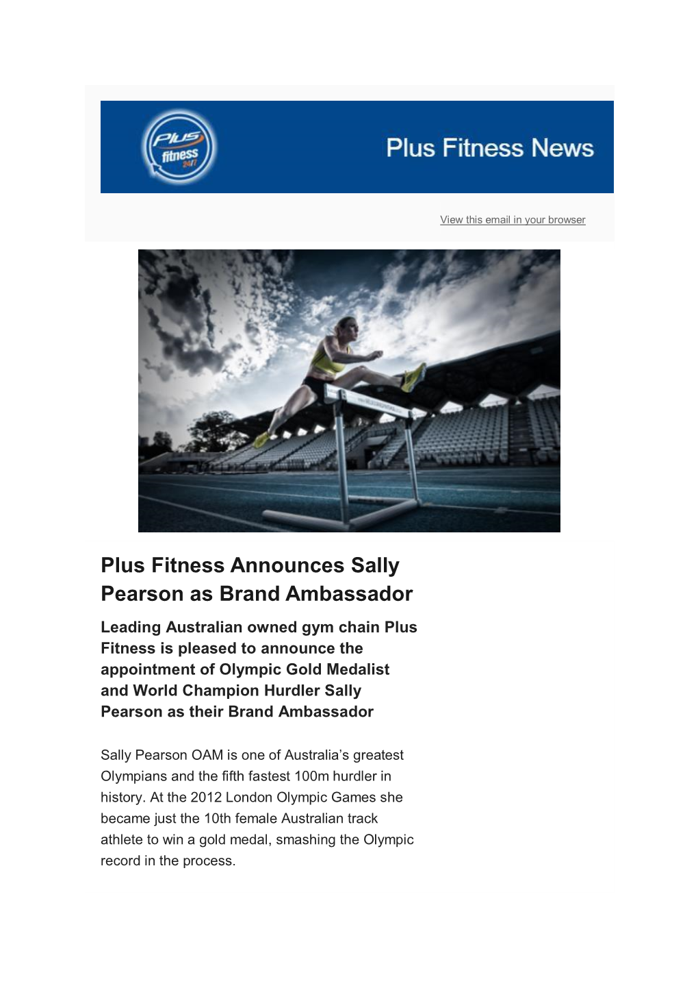 Plus Fitness Announces Sally Pearson As Brand Ambassador